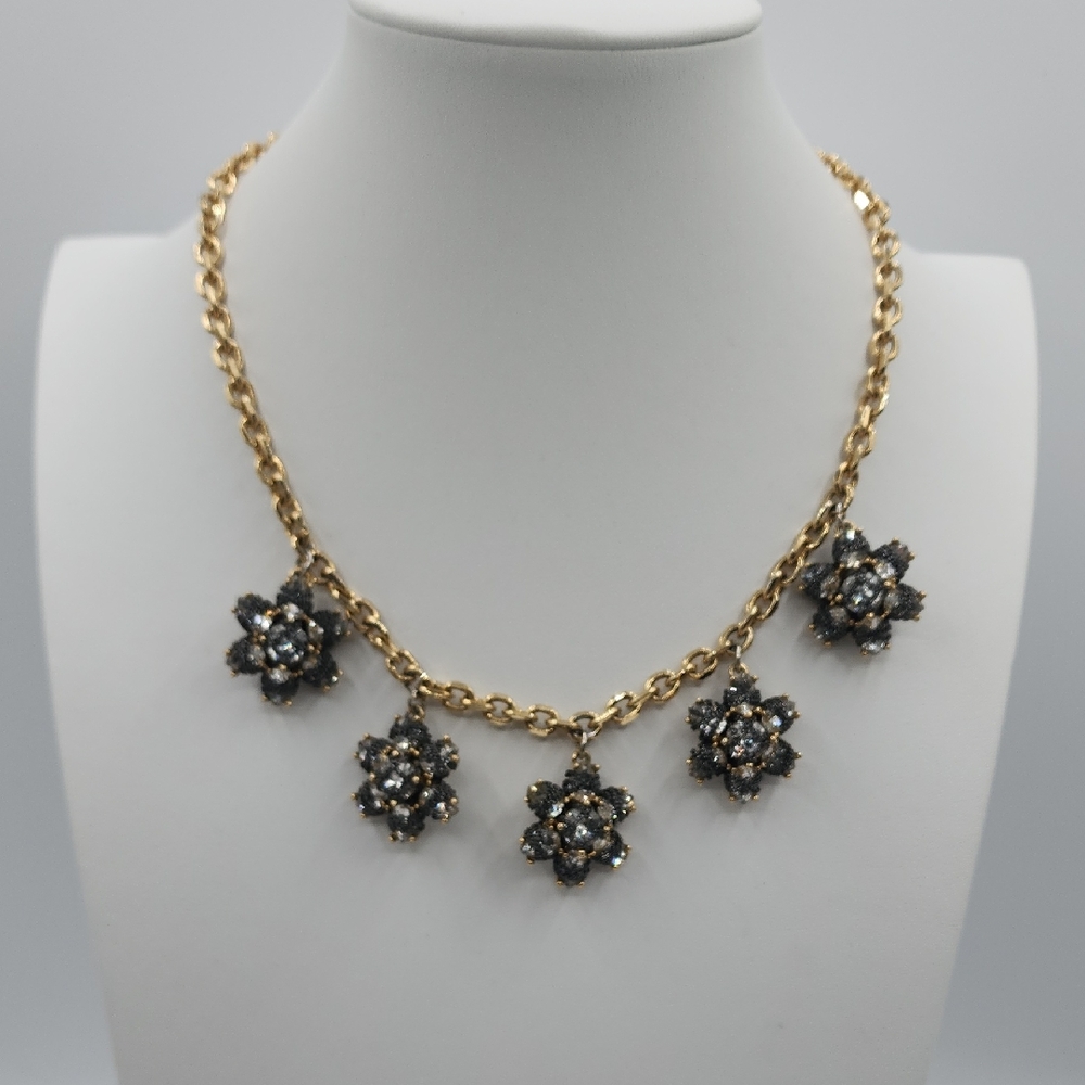 Ann Taylor Gold and Black Floral Necklace